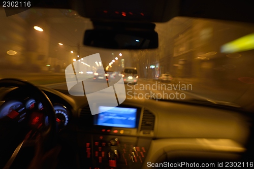 Image of night car driving