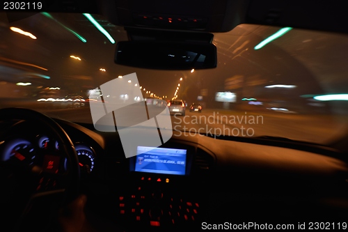 Image of night car driving