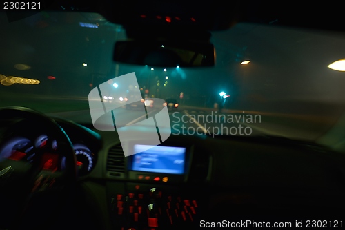 Image of night car driving