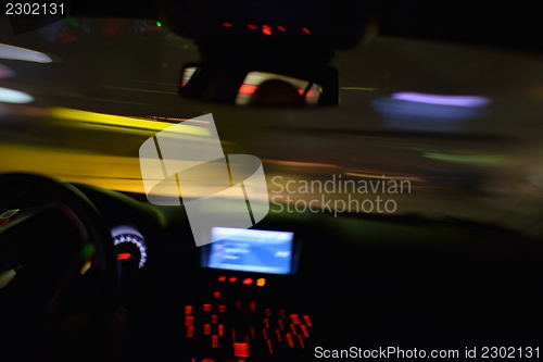 Image of night car driving