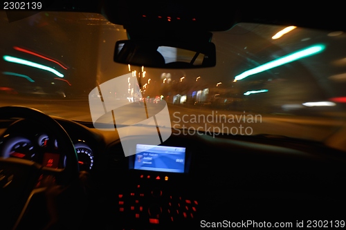 Image of night car driving