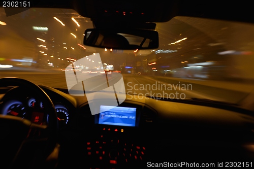 Image of night car driving