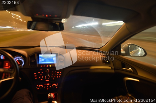 Image of night car driving