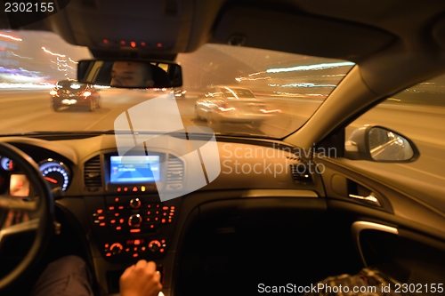 Image of night car driving