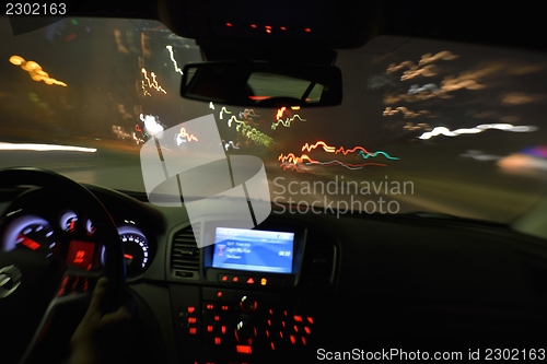 Image of night car driving