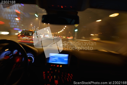 Image of night car driving