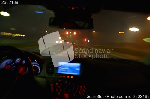 Image of night car driving