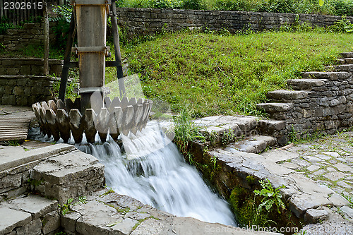 Image of Old water-powered machinery for washing woolen materials in Etar