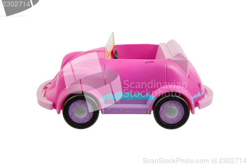 Image of Old pink plastic toy car