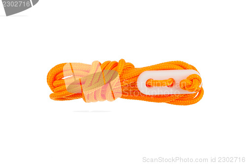 Image of Orange rope used for bracing a tent
