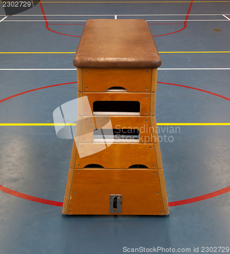 Image of Very old wooden equipment in a school gym