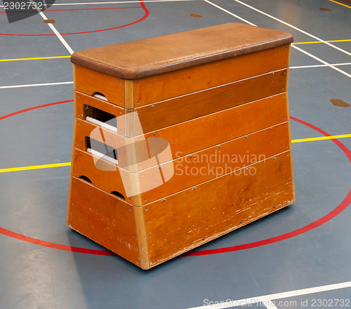 Image of Very old wooden equipment in a school gym