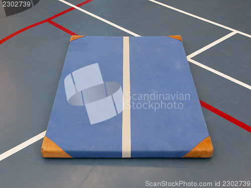Image of Very old blue mat on a blue court