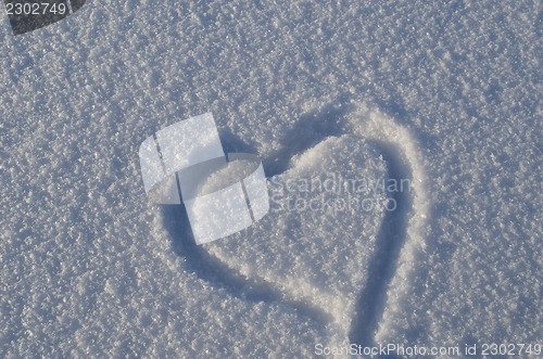 Image of Simple heart shape draw snow concept winter love 