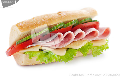 Image of sandwich with meat and vegetables