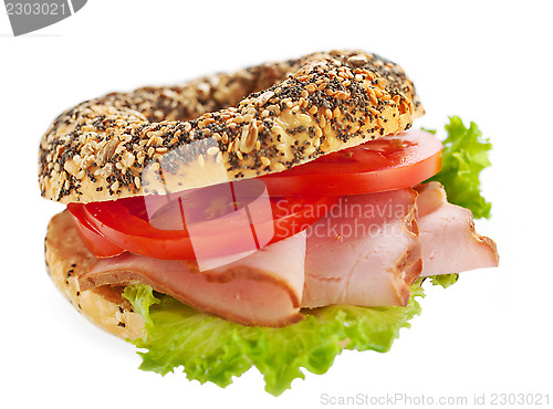 Image of sandwich with meat and vegetables