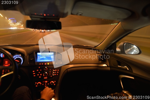 Image of night car driving