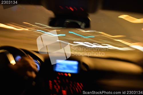 Image of night car driving