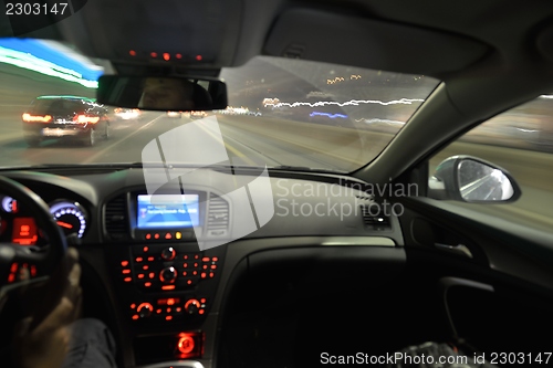 Image of night car driving