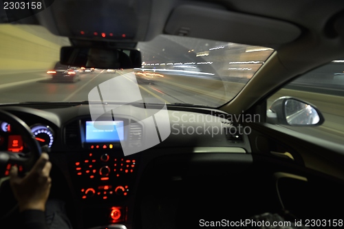 Image of night car driving