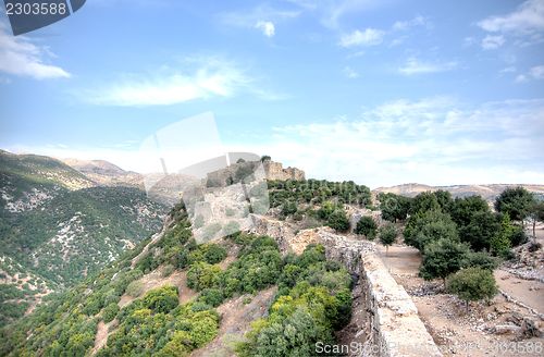 Image of Israeli landscape with castle and sky