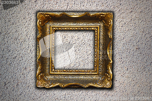 Image of ancient wooden frame on wall