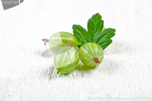Image of three gooseberries with leaves 