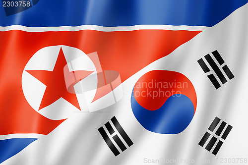 Image of North Korea and South Korea flag