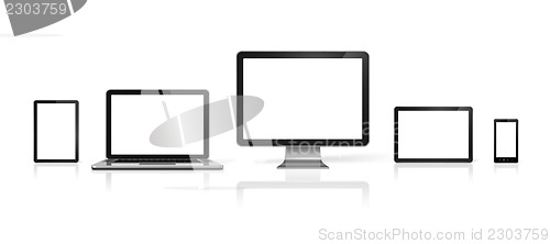 Image of computer, laptop, mobile phone and digital tablet pc