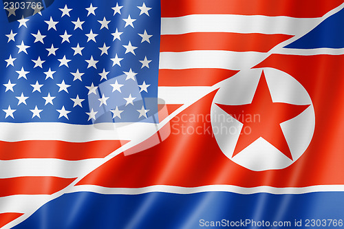 Image of USA and North Korea flag
