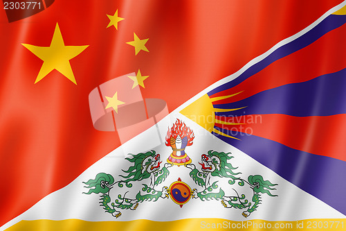 Image of China and Tibet flag