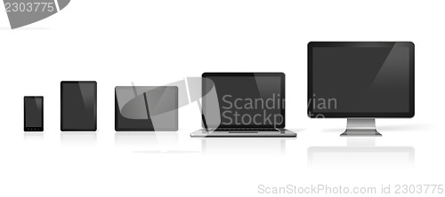 Image of computer, laptop, mobile phone and digital tablet pc