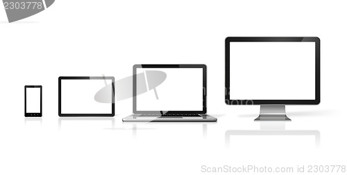 Image of computer, laptop, mobile phone and digital tablet pc