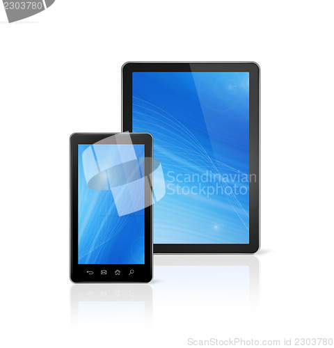 Image of mobile phone and digital tablet pc