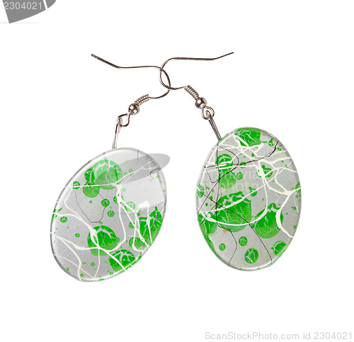 Image of Oval-shaped earrings with abstract pattern