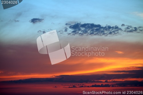 Image of Sunset sky over the lake