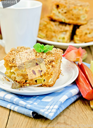 Image of Pie with rhubarb and mint on the board