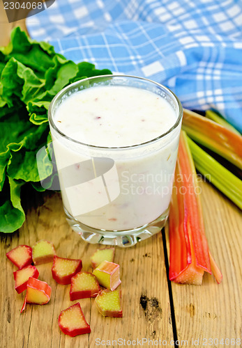 Image of Milk cocktail with rhubarb on the board