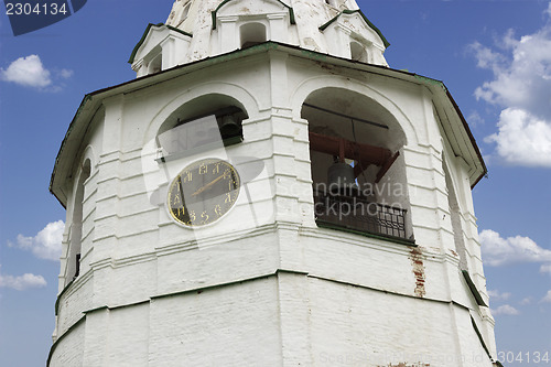 Image of Bell tower with clock in the Suzdal Kremlin