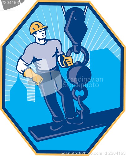 Image of Construction Worker I-Beam Girder Ball Hook