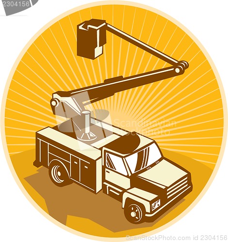 Image of Cherry Picker Bucket Truck Access Equipment Retro