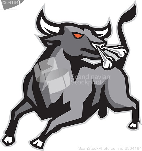 Image of Raging Bull Attacking Charging Retro