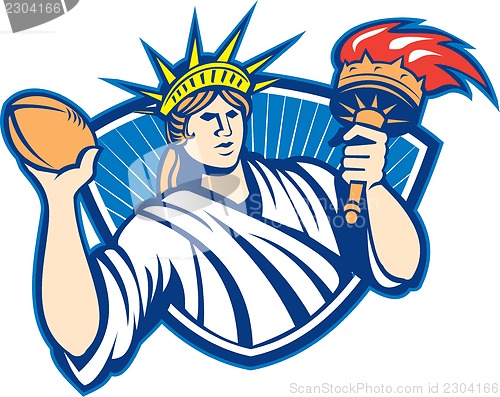 Image of Statue of Liberty Throwing Football Ball