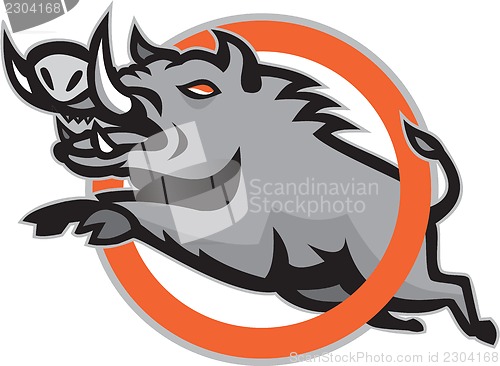 Image of Wild Pig Boar Razorback Jumping Circle