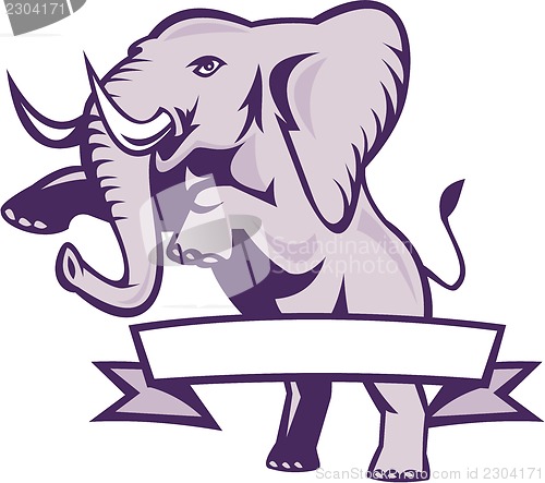 Image of Elephant Prancing Ribbon Scroll