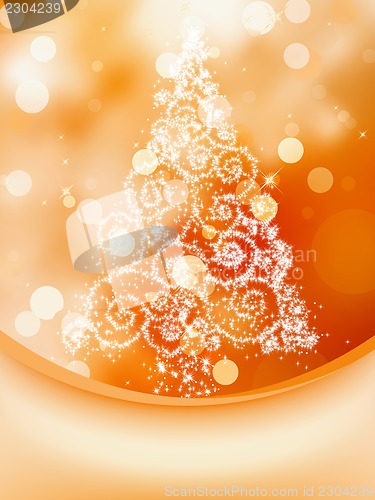 Image of Christmas Tree on bokeh, Greeting Card. EPS 8