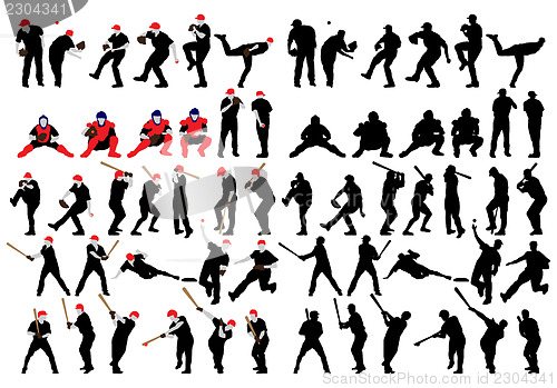 Image of baseball silhouette set