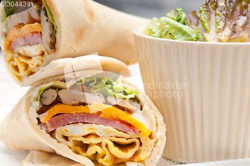 Image of club sandwich pita bread roll