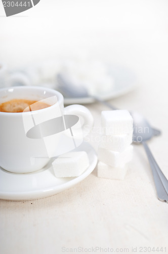 Image of Italian espresso coffee and sugar cubes