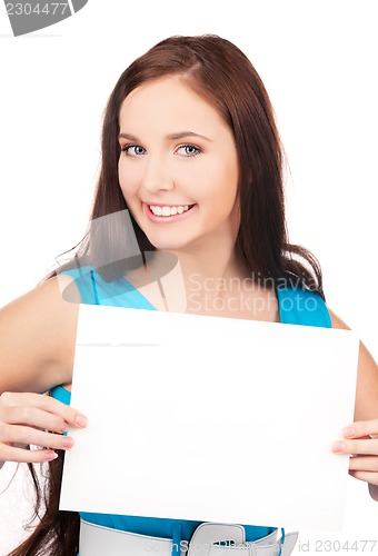Image of happy girl with blank board